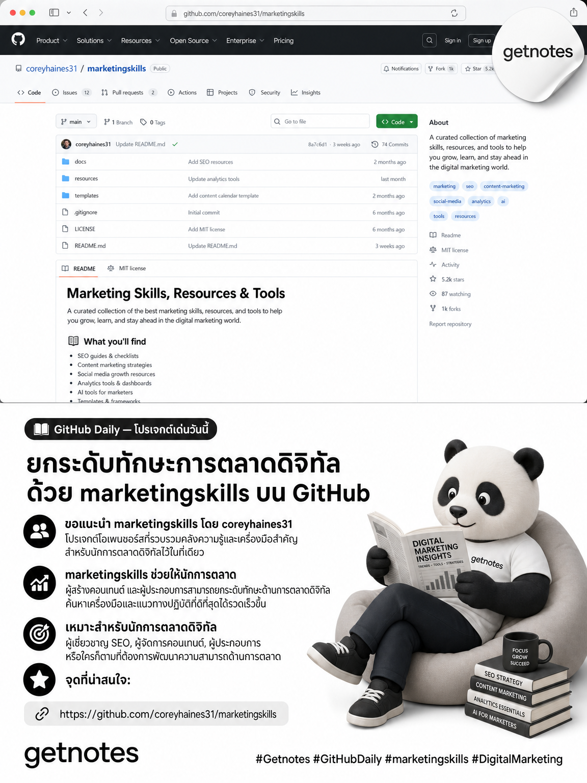 ยกระดับทักษะการตลาดดิจิทัลด้วย marketingskills บน GitHub