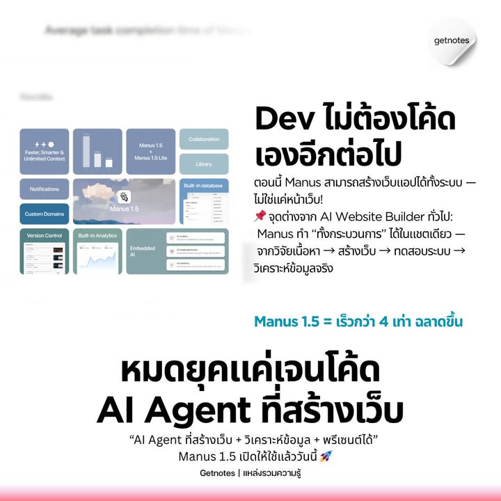 ตอนนี้ Manus สามารถสร้างเว็บแอปได้ทั้งระบบ — ไม่ใช่แค่หน้าเว็บ! ฟีเจอร์ใหม่ที่โดดเด่น: ✅ Full-Stack Scaffolding – มี Backend จริง ✅ User Login / Auth – ระบบล็อกอินพร้อมใช้งาน ✅ ...